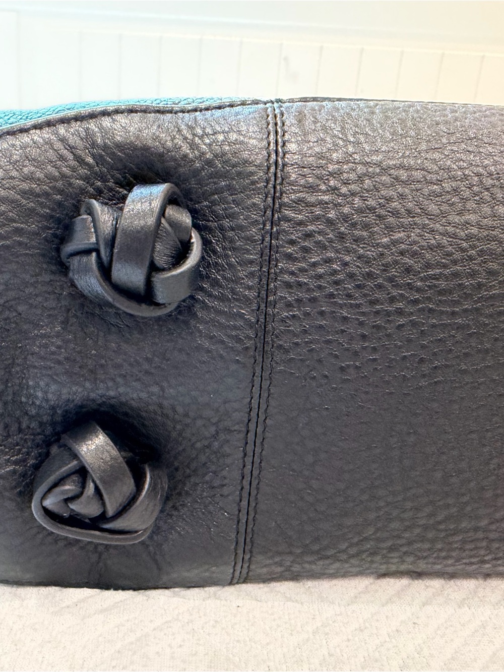 Isabella Fiore Black and Cream Python-Print Top-Handle Satchel - Picture 6 of 13